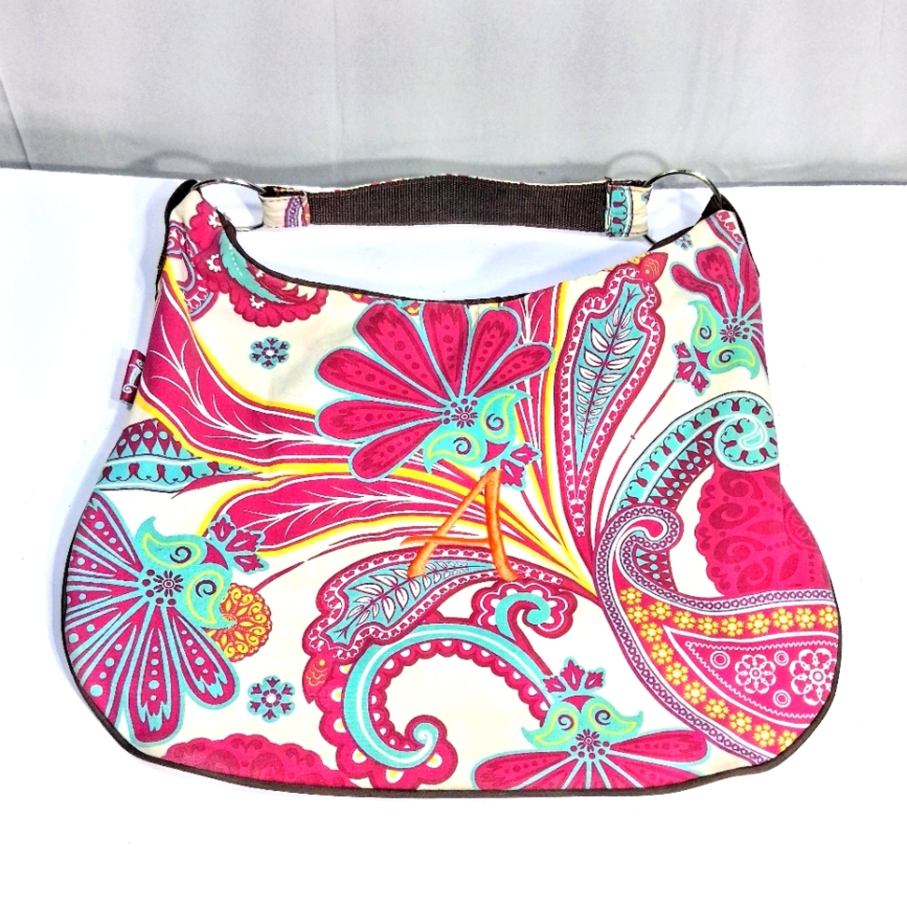 Initials A "A Student" Large Back to School Paisley Hobo Laptop Hand Bag